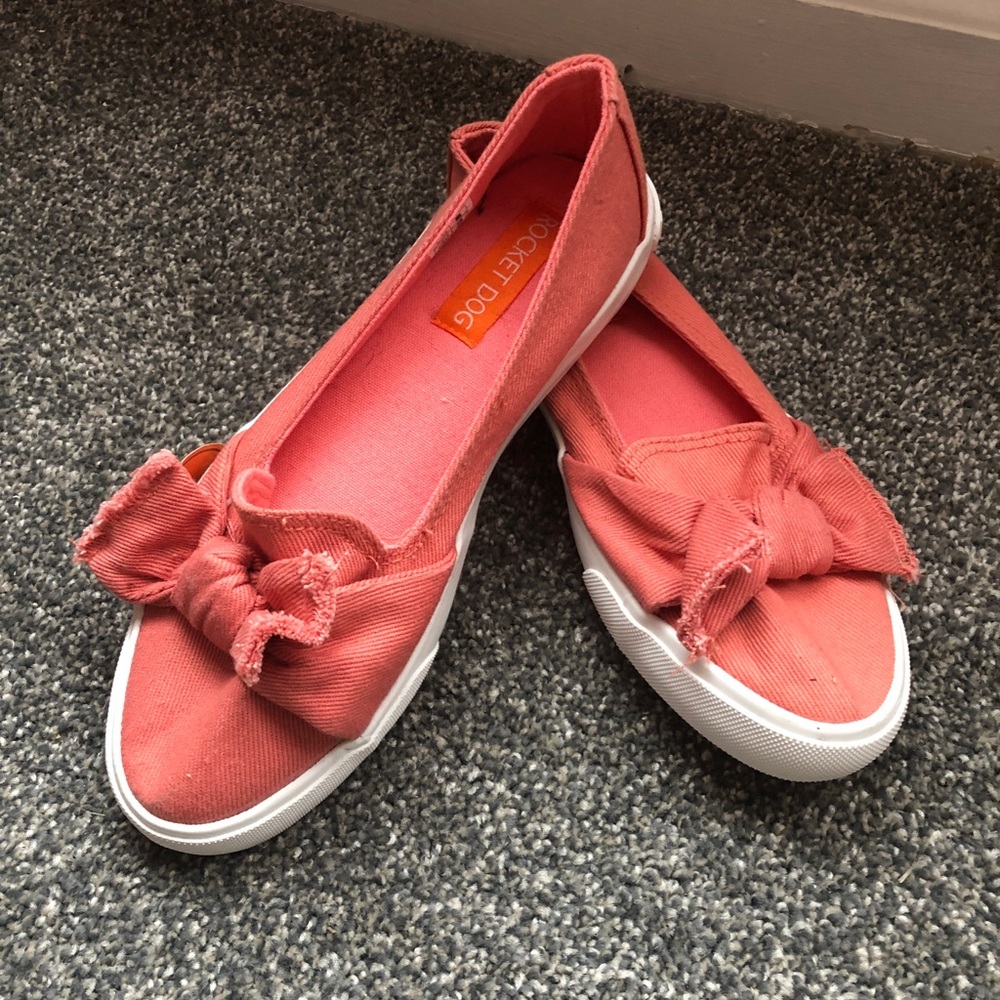 Peach Denim Slip On Sneaker - Size 6